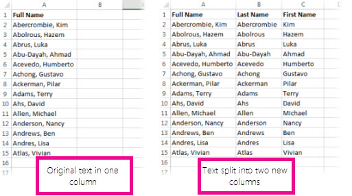 2011 Excel For Mac Split First And Last Names Into Two Cells